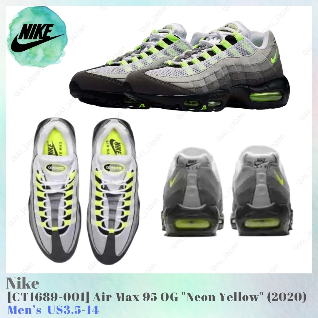 Nike Air Max 95 OG Neon Yellow 2020 CT1689-001 Men's US3.5