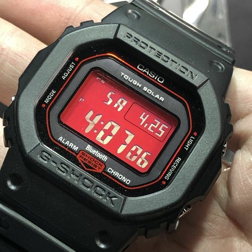 Pre-owned Casio G-shock Black & Red Gw-b5600ar-1 Solar Radio Men's Watch In Box