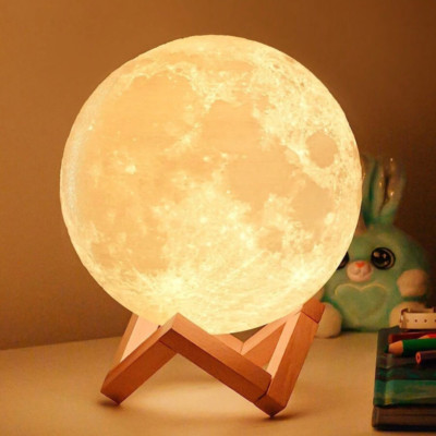 3D Moon Lamp with Base, Soft Warm White Galaxy Night Light - Home Decor for Kids