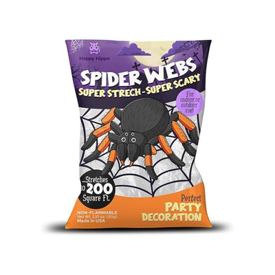 Happy Hippo Halloween Spider Web Decoration, Plastic Spiders, Party Supplies, Sp