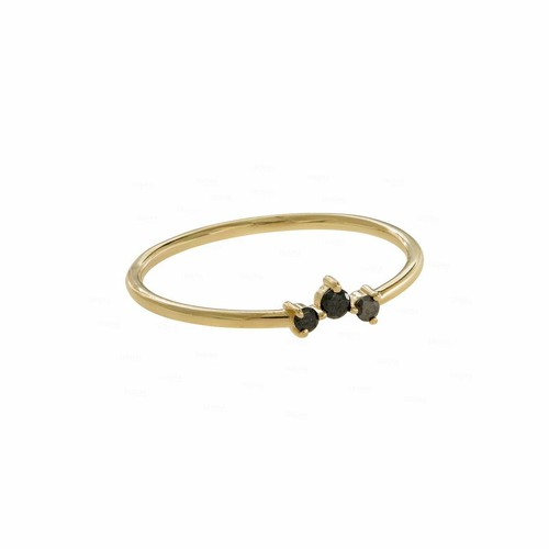 Pre-owned Irisha Designs Genuine Black Diamond 0.05 Ct. Stackable Ring 14k Gold Fine Jewelry In F-g