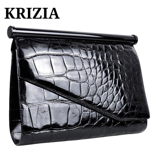 Clitza Krizia Black Croco Leather Clutch Second Bag From