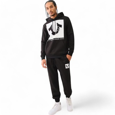 True Religion 2 PC Sweatsuit Mens Size L Hoodie Joggers Tracksuit Outfit Set NWT