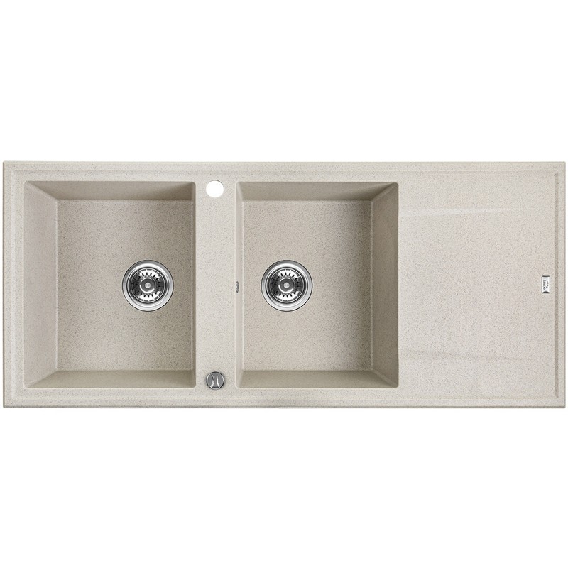 GranitspÃ¼Le Doppelbecken Megalo 50x116 Beige Mit AbtropfflÃ¤Che | Siphon Im Set!
