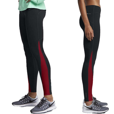 Nike Black Red Pants Womens Power Dri Fit Running Tight Run