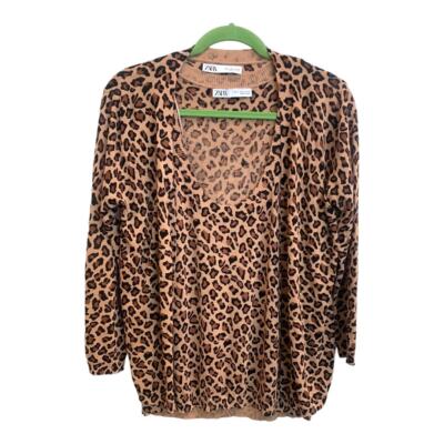 トップス Semantic design leopard long cardigan Women's Color Block Leopard Print Button Down Long Sleeve