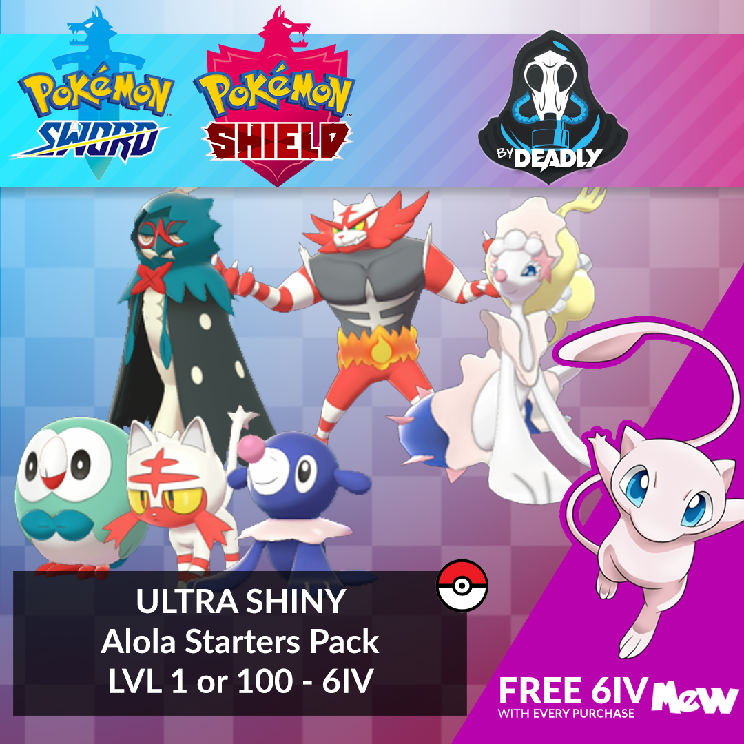Alola Starters Ultra Shiny 6iv Comp Lvl 1 Or 100 For Pokemon Sword Shield Us Polybull Com