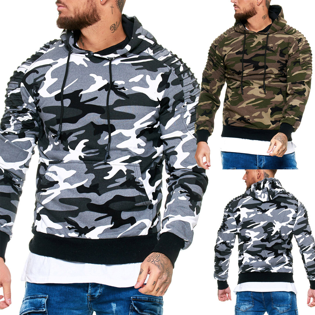 Hoodie Pullover Kapuzenpullover Pulli Sweatshirt Kapuzenpulli Camouflage Herren