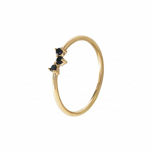 Pre-owned Irisha Designs Genuine Black Diamond 0.05 Ct. Stackable Ring 14k Gold Fine Jewelry In F-g