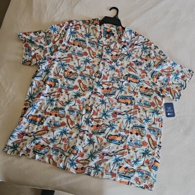 VW Vans Surfboards Printed Shirt Men 3XL 54 56 Button Front Short Sleeve Pocket