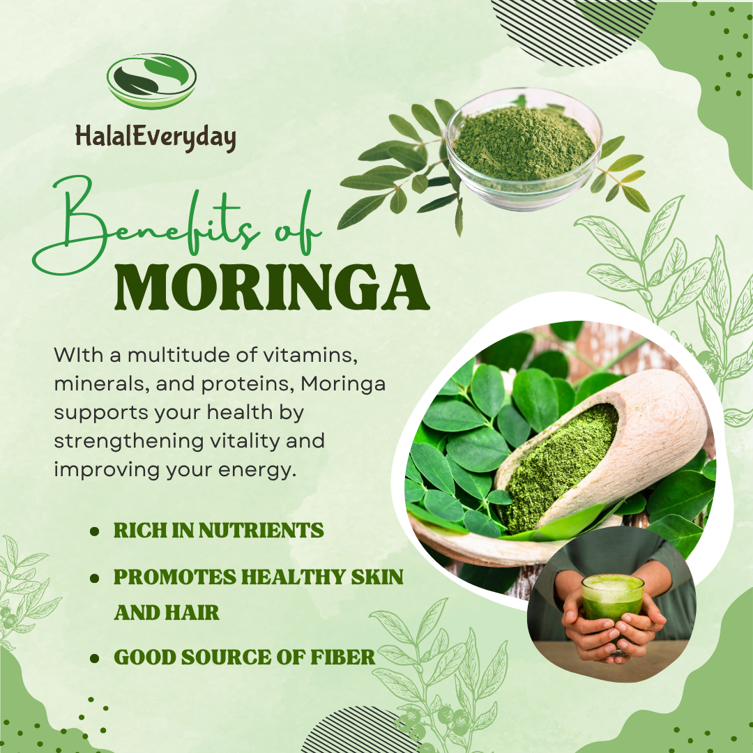 HalalEveryDay Moringa Leaf Powder Vegan NON-GMO Multi-Vitamin Antioxidants