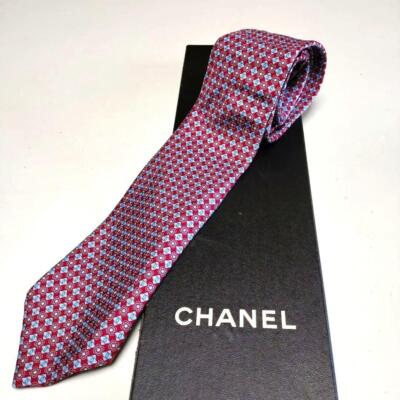 CHANEL ネクタイ CHANEL LOGO France Genuine Silk 100 Mens Tie Necktie Dress