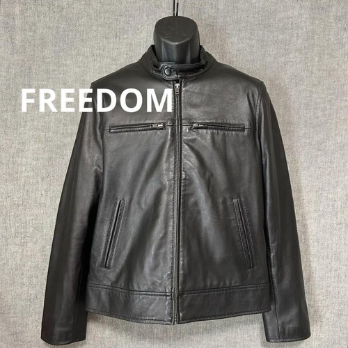 ジャケット・アウター FREEDOM leather riders jacket vintage Used Freedom Men's Leather Jacket Medium Black Biker Jacket