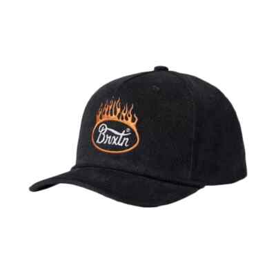 

Brixton Parsons Flame C MP Бейсболка Snapback (черная) 5-панельная вельветовая кепка, Черный