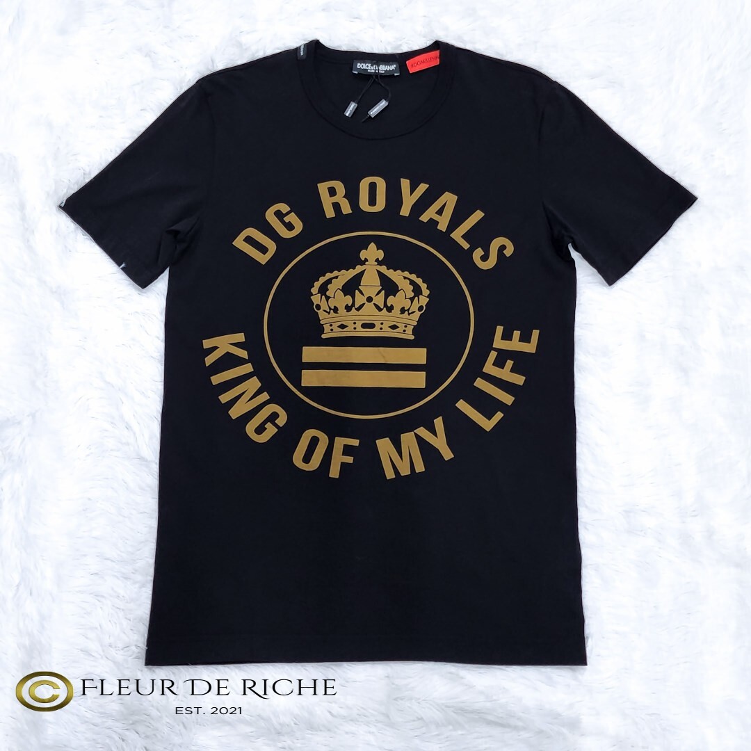 Dolce & Gabbana 'King of My Life' DG Royals T-shirt Black sz