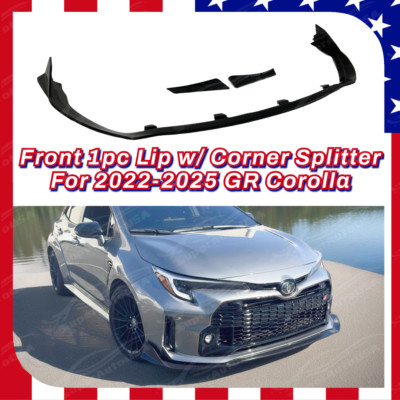 Front Lip 1pc Spoiler w/ Corner Splitter PU Fit Toyota GR Corolla 22-25 Black