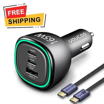 165W USB-C Car Charger PD3.1 & PD3.0 Fast Charging UOUCOO Type-C Adapter