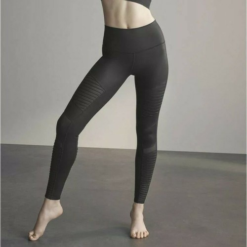 Alo Yoga S Black High Waisted Moto Style Leggings | eBay