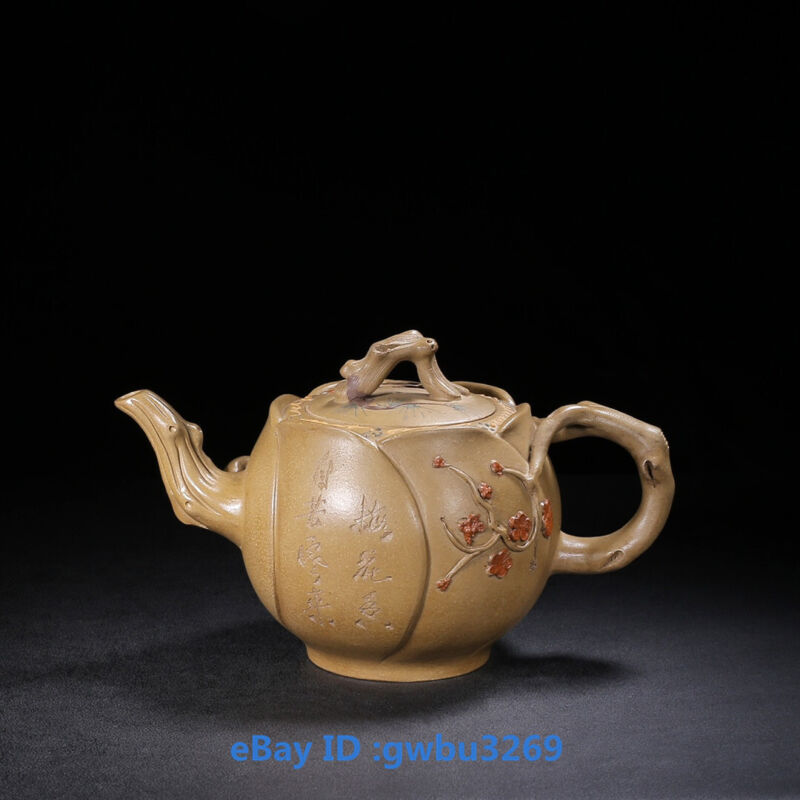 Chinese old Yixing Zisha Clay Hand-carved Plum Tree stump Teapot 23253
