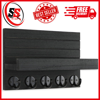 Key Holder for Wall, Decorative Key and Mail Holder with Shelf Has Large Hooks