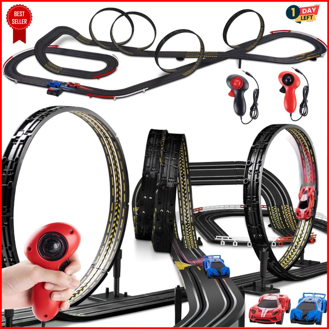 Slot Car Race Track Set Electric Powered Race Track Dual Racing Car Track Set