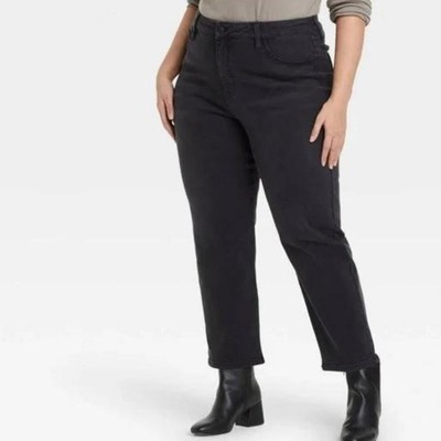 Ava & Viv NWT Women's 24W Black Denim Cotton High-Rise Ankle Bootcut Jeans