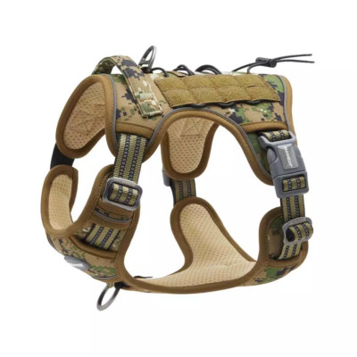 Auroth Tactical Dog Harness Adjustable Dog Vest with Handle - Desert Camo