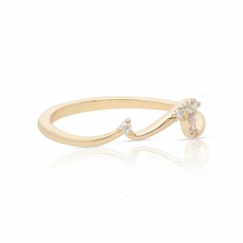 Pre-owned J.o.n 14k Gold Genuine Diamond Size-3-8 Us Water Baby Wave Ring Beach Lovers Jewelry In White