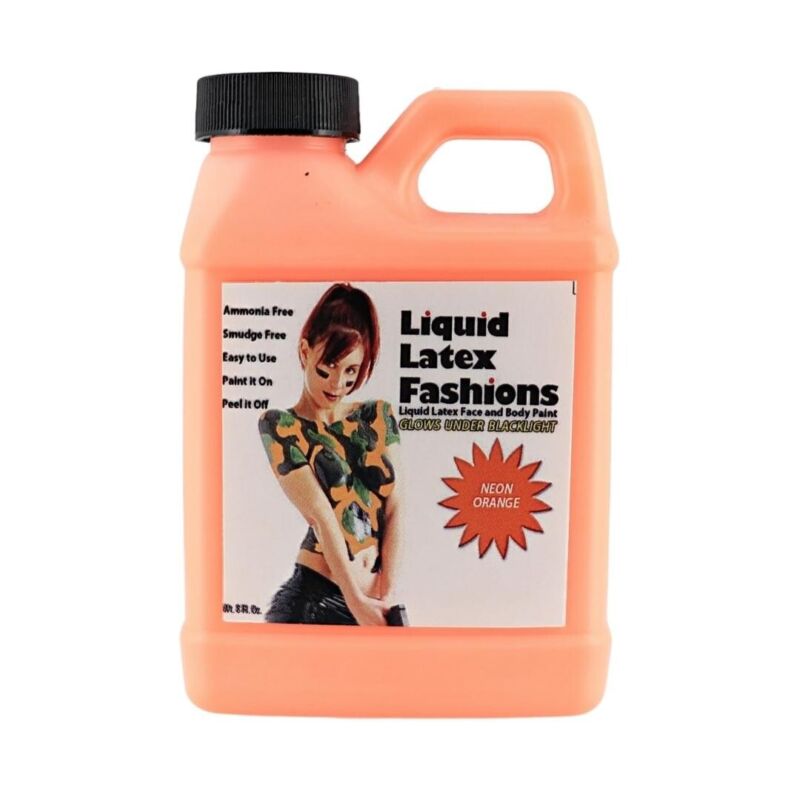 Liquid Latex Neon Orange - 8 Oz, Face And Body Paint For Cosplay Halloween Sfx