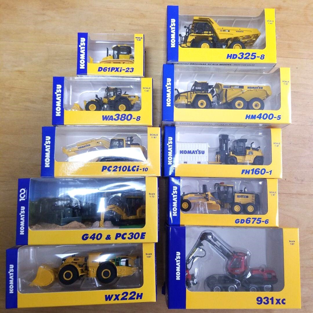 Komatsu ミニカーセット 1/87 スケール5個セット Komatsu Official Diecast Model Miniature Mini car Single or