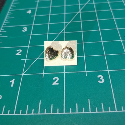 Gold Tone Textured Heart Shape Stud Earrings