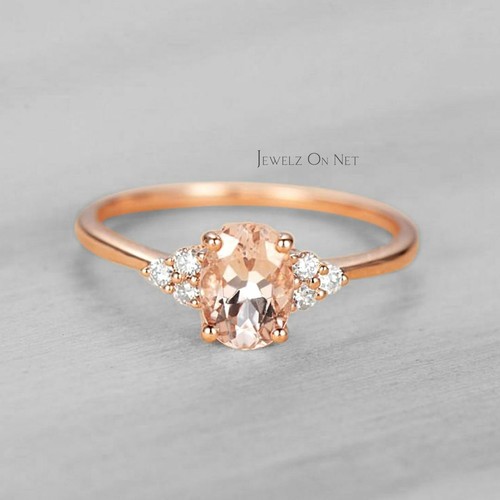 Pre-owned J.o.n 14k Gold Genuine Diamond And Morganite Gemstone Pre-engagement Ring Fine Jewelry In White