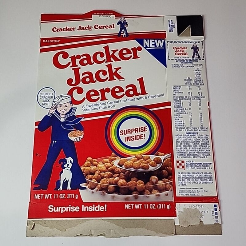 Vintage 1983 Cracker Jack Cereal Breakfast Set Surprise Box Ralston Purina