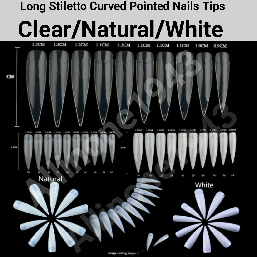 100/500/600Pcs Long Ballerina Coffin/Flat French/Stiletto/Almond False Nail/Tips