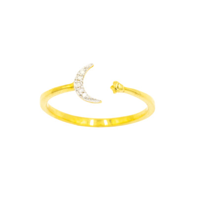 9K Gold Natural Diamond ring  Moon&star Jewelry Gift Wedding Engagement
