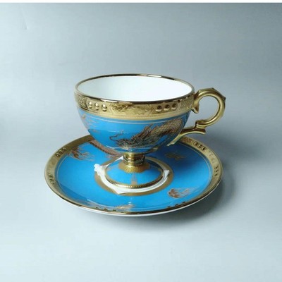 Noritake #37 Shijin Shishin Blue Dragon Cup Saucer Lucky