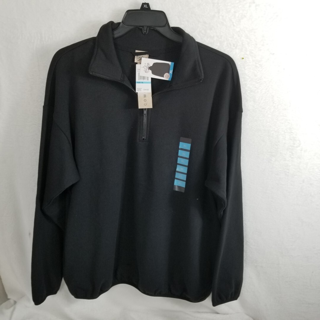 VINTAGE BRAND Sweatshirt, Men's Sz XL, Black, Zipper Neck VINTAGE BRAND Sweatshirt, Men's Sz XL, Black, Zipper Neck