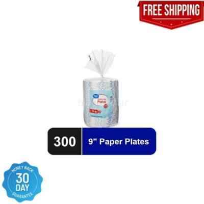 Great Value Disposable Paper Plates 9In Bulk Strong & soak proof Microwave