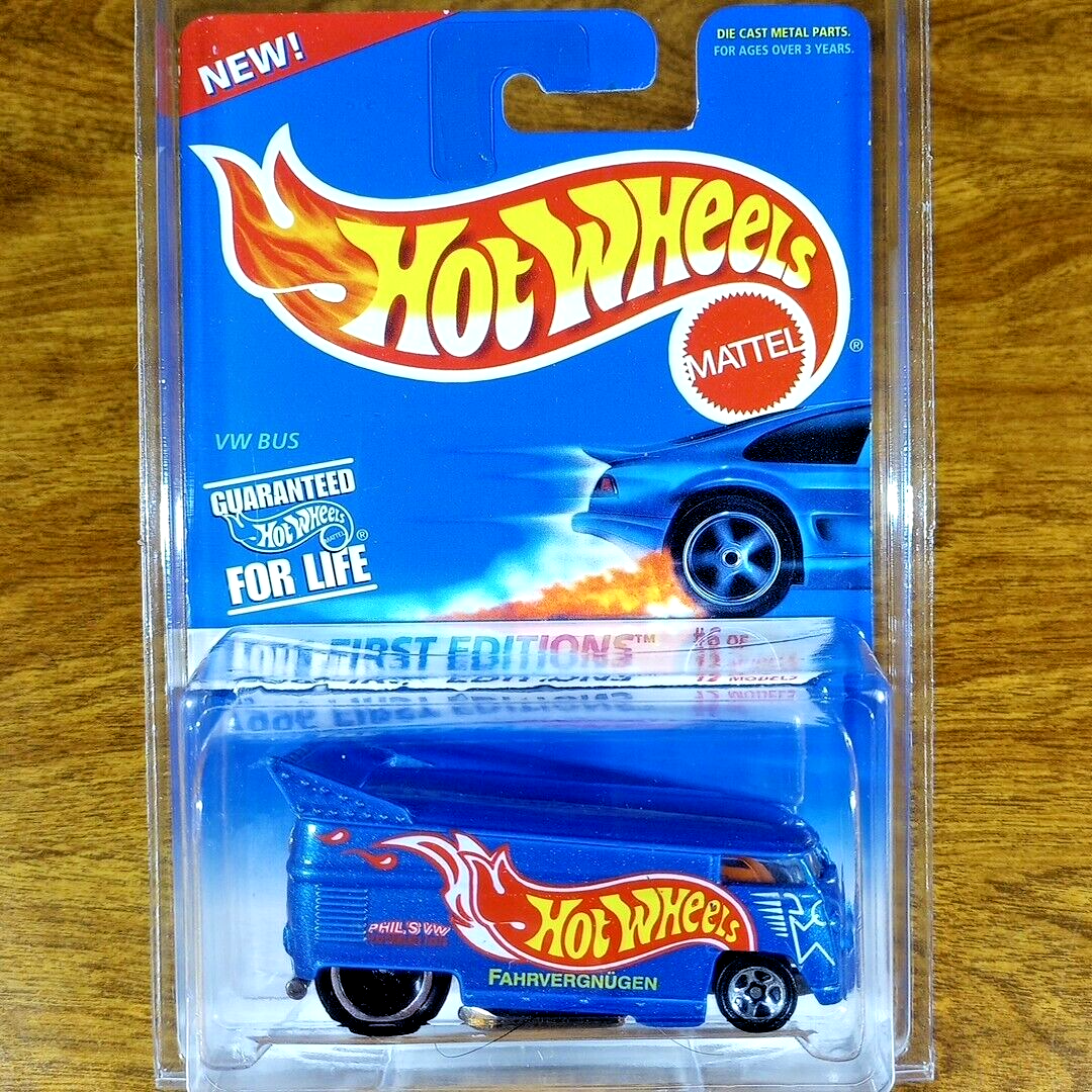 Hot Wheels Vintage 1996 First Editions VW Drag Bus Blue Race