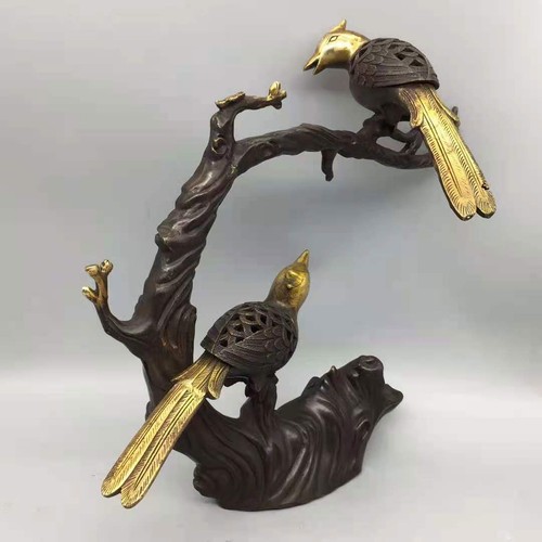 シン アンティーク 銅製カニ3匹 Chinese Copper Gilt Handmade Exquisite Magpie Incense