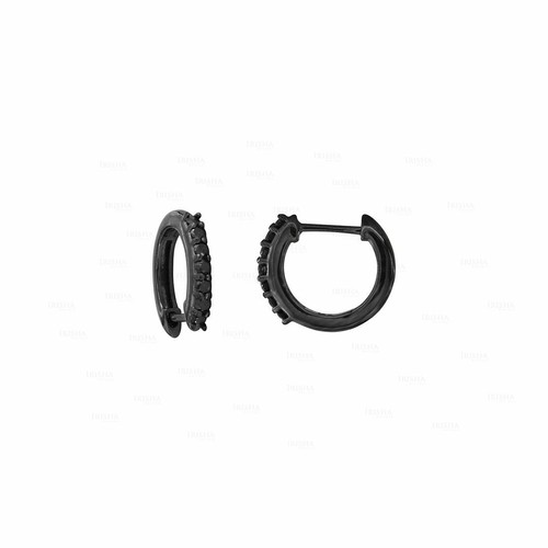 Pre-owned Irisha Designs Black Diamond 12 Mm Fine Huggie Hoop Earrings