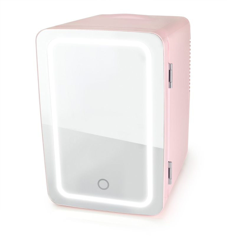 Mini Chiller Personal LED Lighted Fridge Door Mirror Refrigerator White Portable