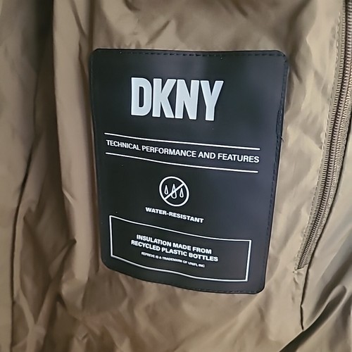 Pre-owned Dkny Women's Long Green Hood Puffer Jacket 0°f Warmth Factor Sz Xs Msrp $380