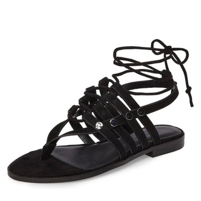 Rebecca Minkoff  Sandals Size 6 Black Evonne Gladiator Suede Wrap Designer NIB