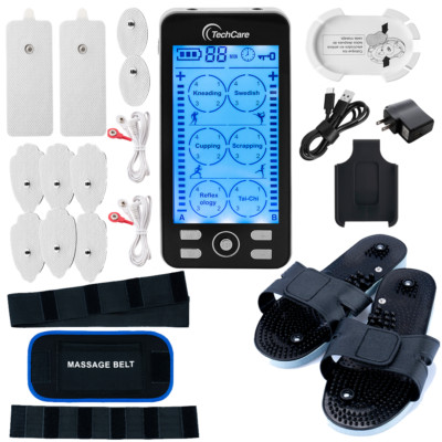 Tens Unit Muscle Stimulator Rechargeable Unit Complete Set Electrotherapy Device