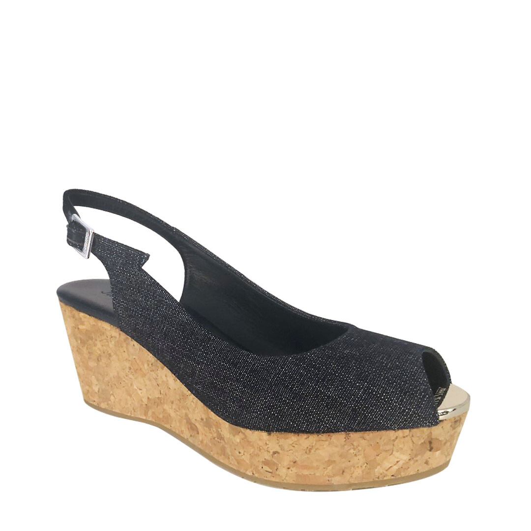 【JIMMY CHOO】Jc Ankle Wedge 100-Onjc-Milk ★関税送料込み Latte Nappa Leather Wedges with JC Emblem | JC WEDGE 110