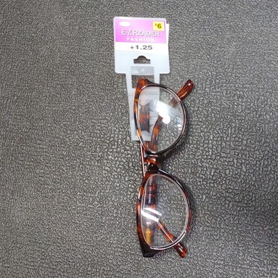 Foster Grant E-Z Reader Fashion +1.25 Del Brown Reading Glasses