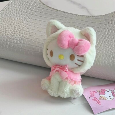 Sweet White Cat Kitty Plush Doll Keychain Cute Shoulder Backpack Pandants Gift