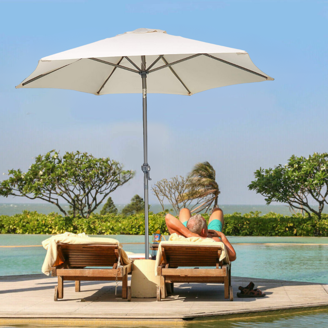 cream patio umbrella