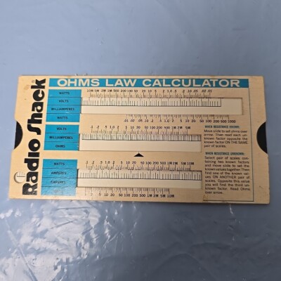 1981 RADIO SHACK Ohms Law Calculator- Parallel Resistance Calculator Slide Rule